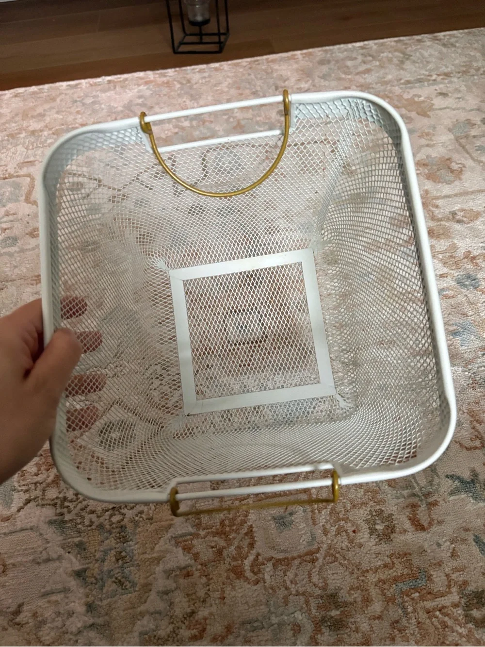 Target White Mesh Tote with Gold Handle